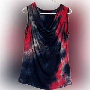 NWOT Amore All F. Y. brand Red White Blue Tie Dye Sleeveless Top  Size XL